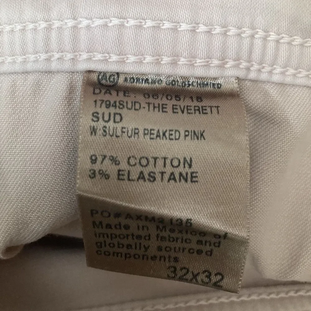 AG Adriano Goldschmied Pants Mens 33x32 Pink Everett SUD Sueded Preppy USA NEW